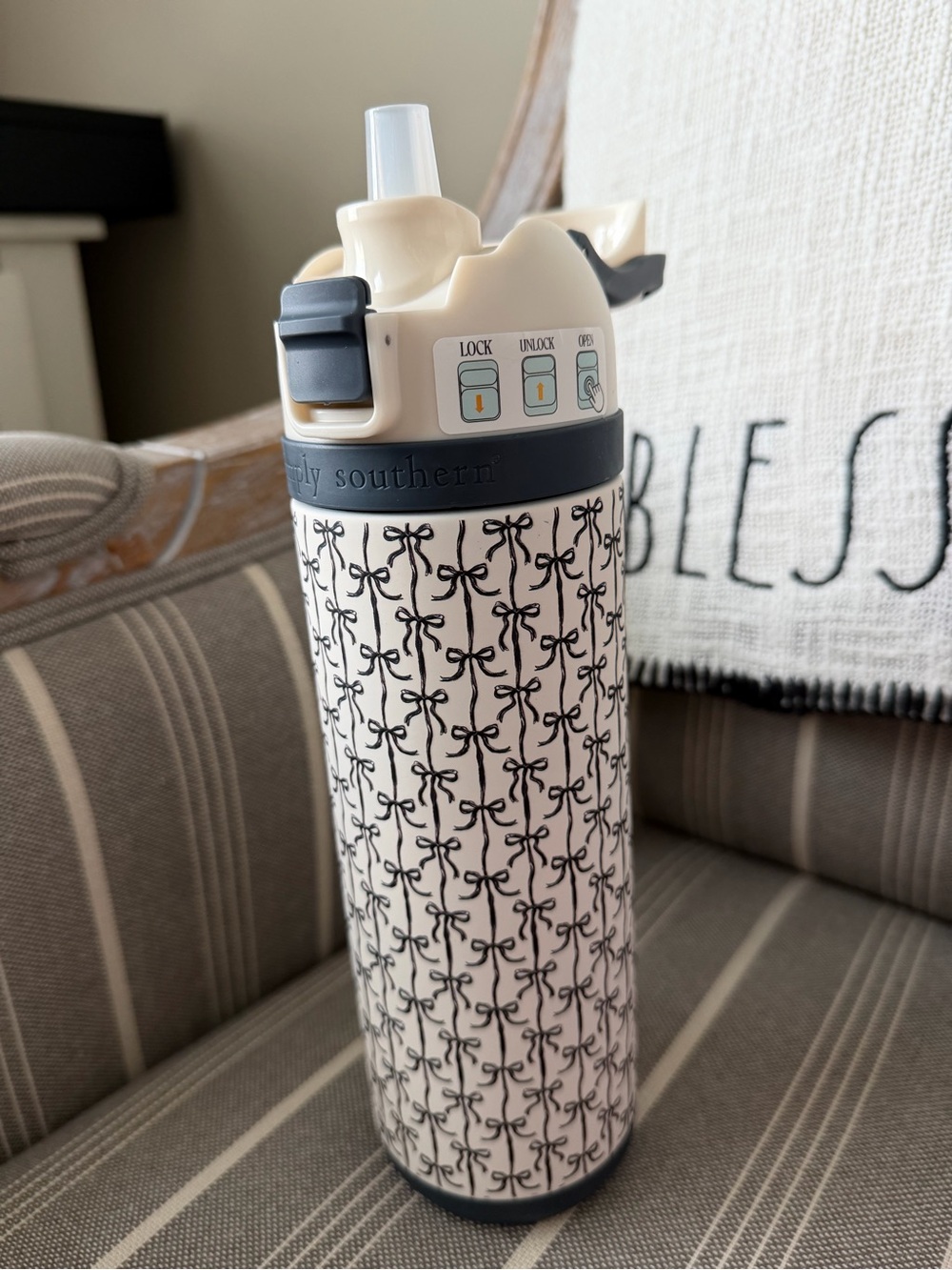 Simply Southern Cream and Black Patterned Insulated Tumbler